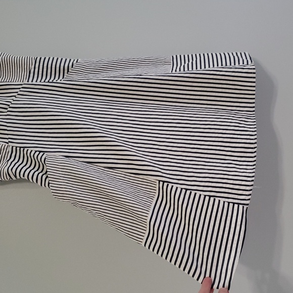 Eclair Mini Sundress XS Navy Blue Cream Ivory Striped Seersucker Pockets Straps - Picture 6 of 15